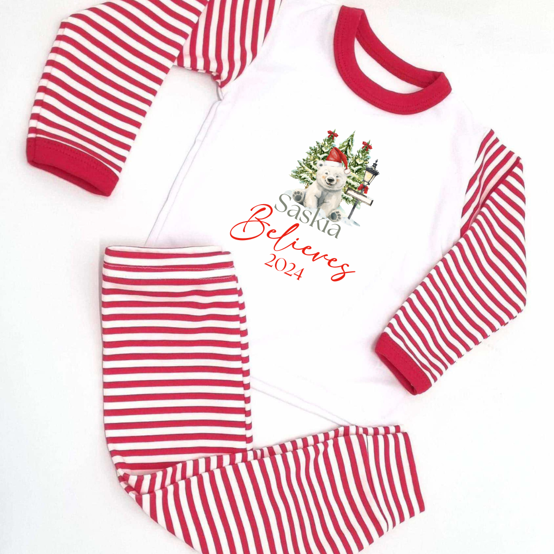 Personalised Polar Bear Christmas Pyjamas