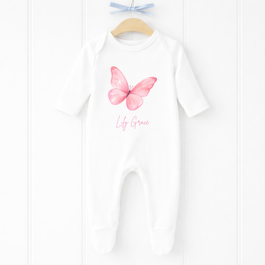 Personalised Butterfly Baby Sleepsuit