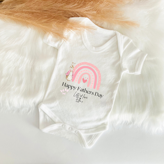 Personalised Happy Fathers Day Rainbow Baby Vest