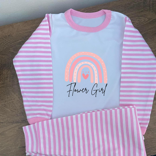 Personalised Rainbow Flower Girl Pyjamas
