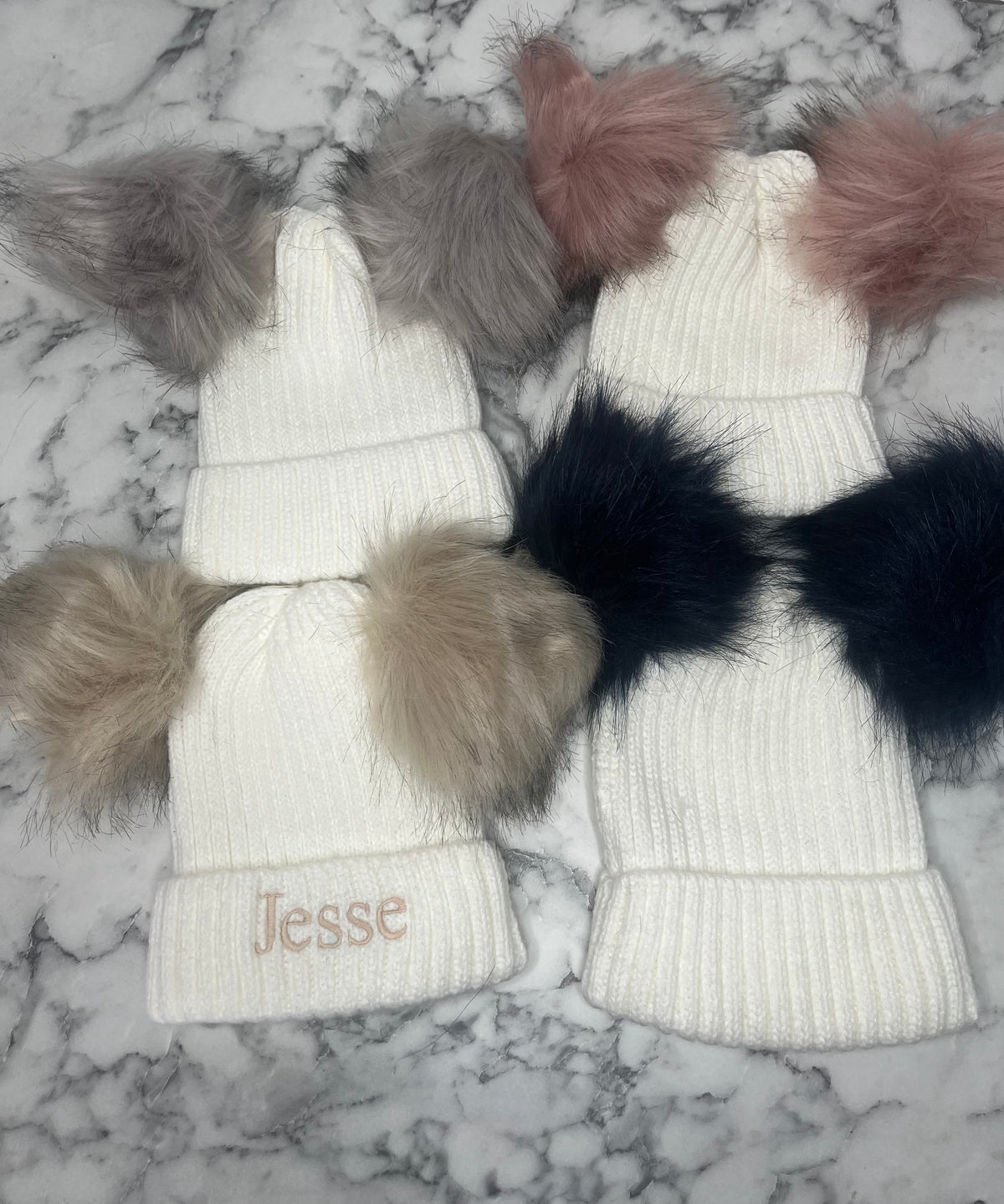 Personalised Baby Ribbed Cardigan & Double Pom-Pom Hat Set