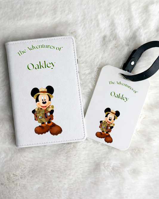 Personalised Micky Passport Holder & Luggage Tag Set
