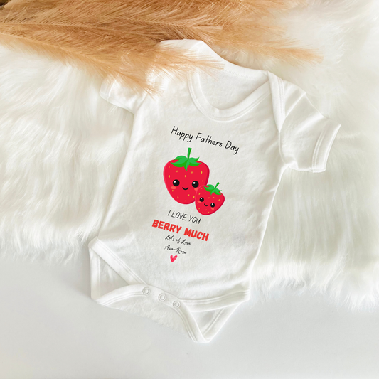 Personalised I Love You Berry Much Fathers Day Baby Vest