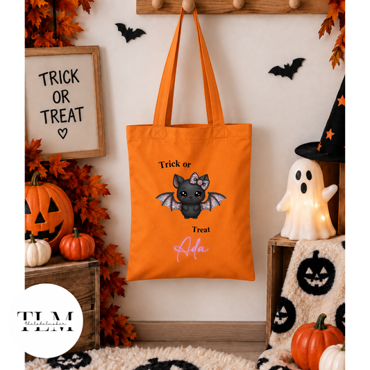Personalised Bat Themed Halloween Trick or Treat Bag