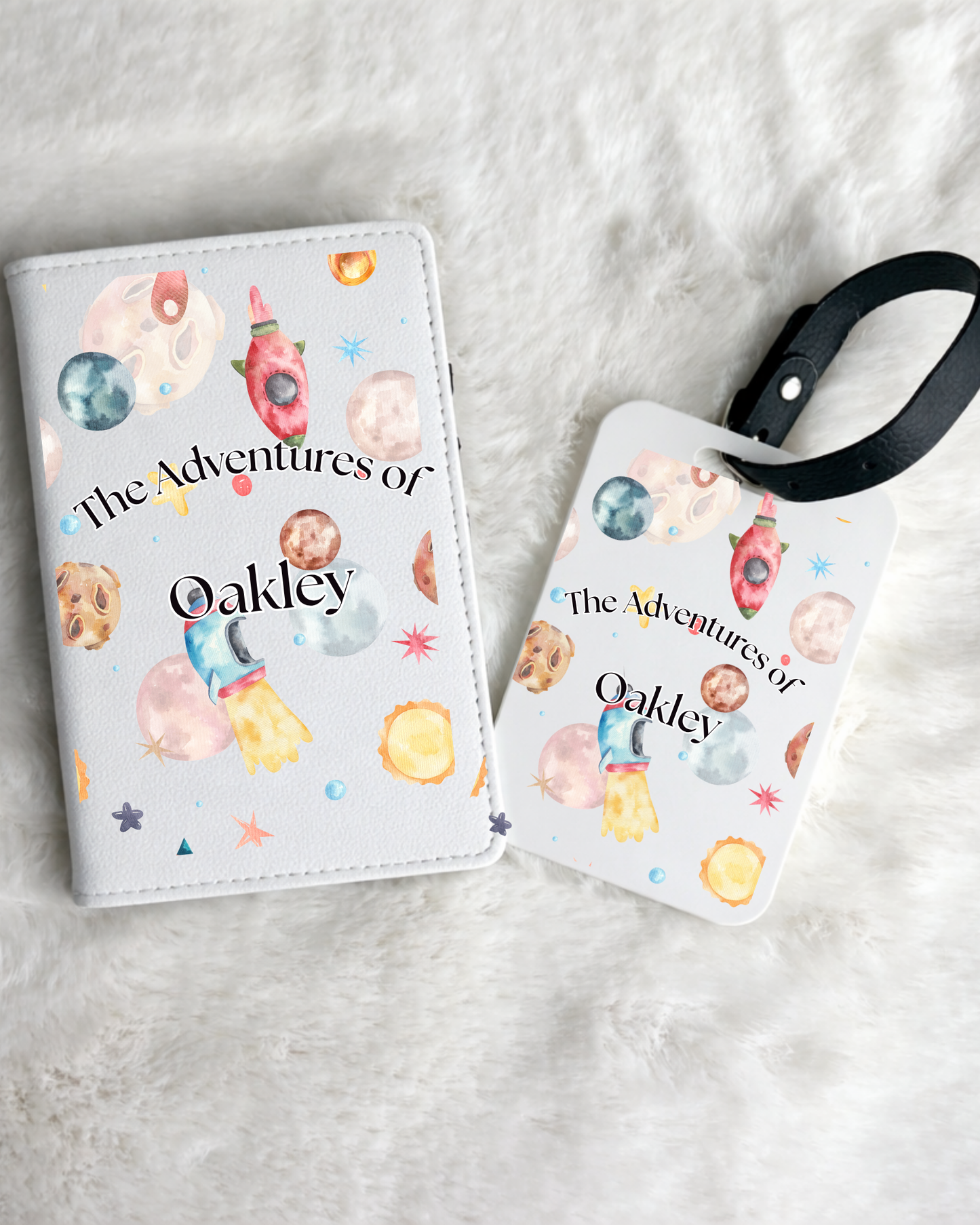 Personalised Space Passport Holder & Luggage Tag Set
