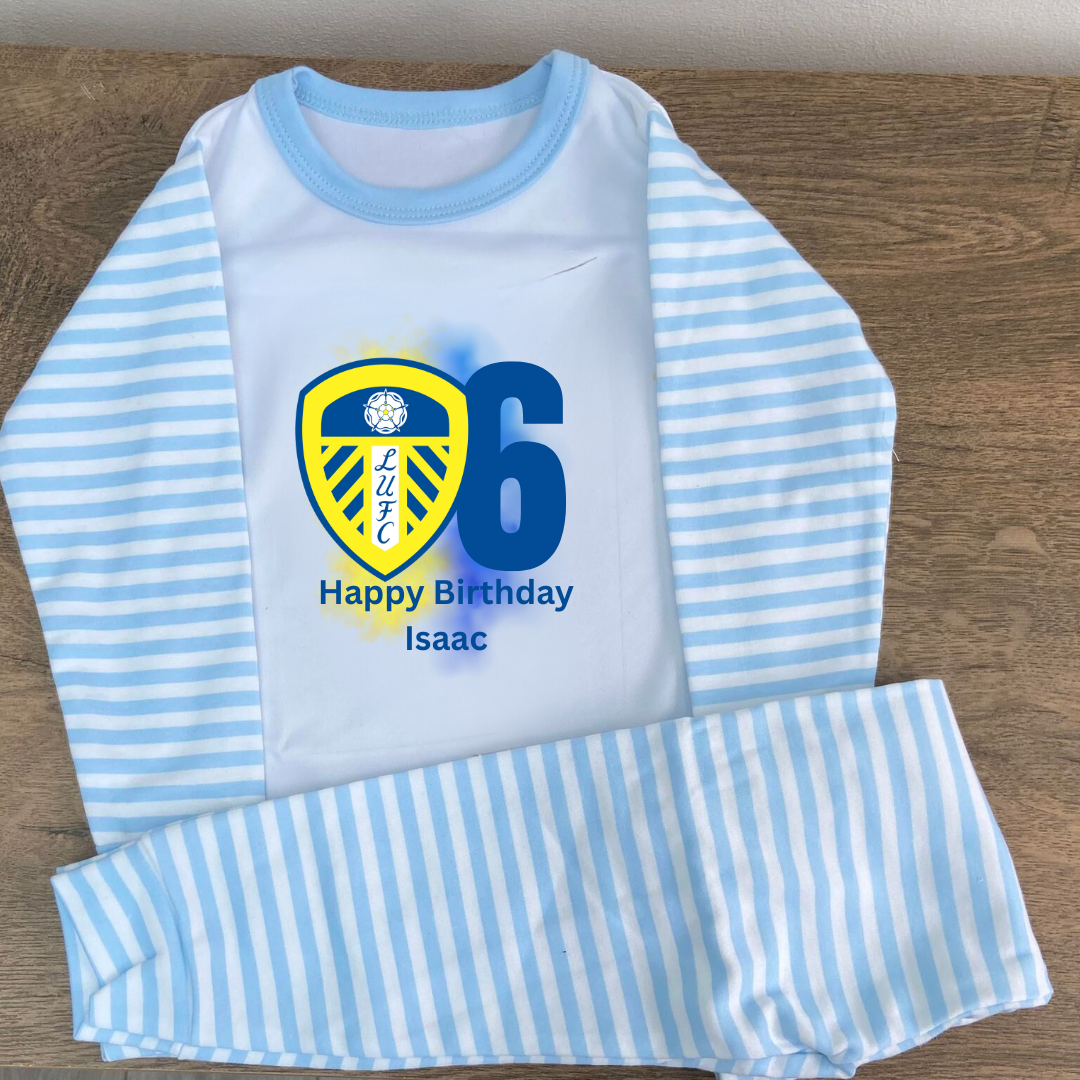Personalised Leeds United/ Football Club Birthday Pyjamas