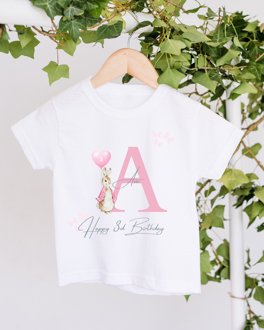 Personalised Flospy Rabbit Birthday T-shirt