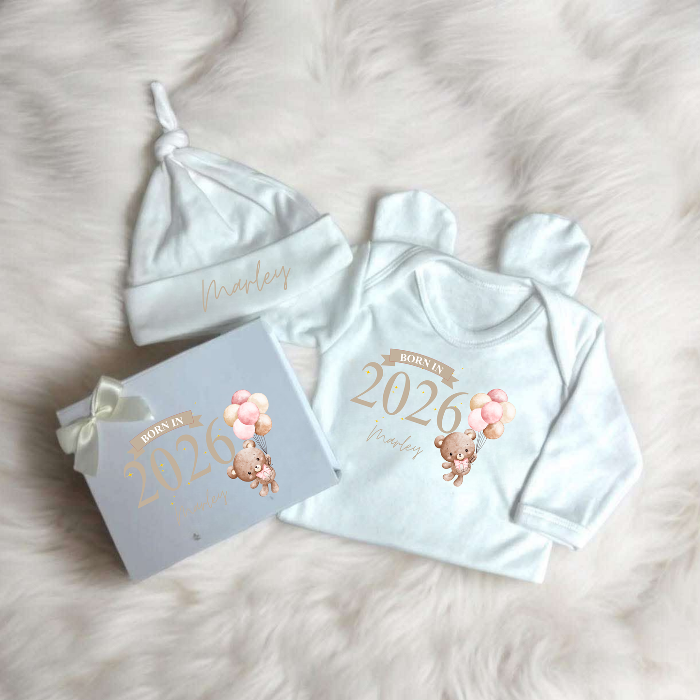 Personalised Born in 2026 Baby Gift Set- Bear