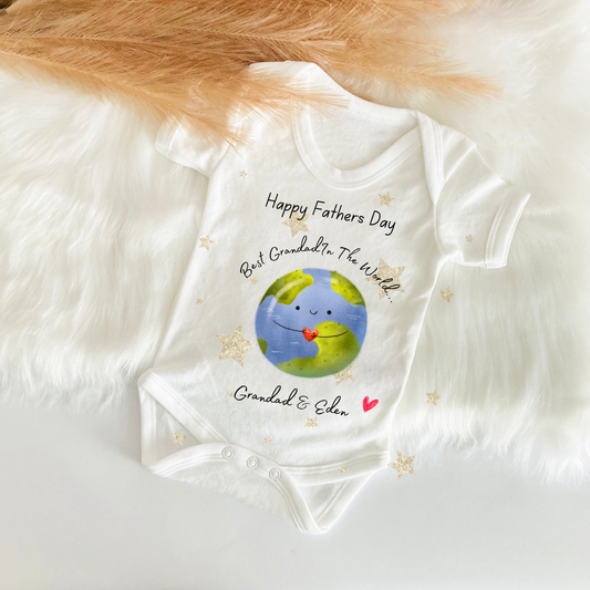 Personalised Happy Fathers Day To The Best Daddy In The World Baby Vest