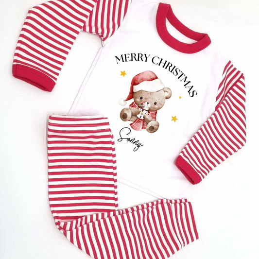 Personalised Merry Christmas Bear Pyjamas