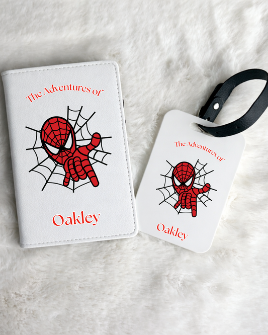 Personalised Spider Man Passport Holder & Luggage Tag Set