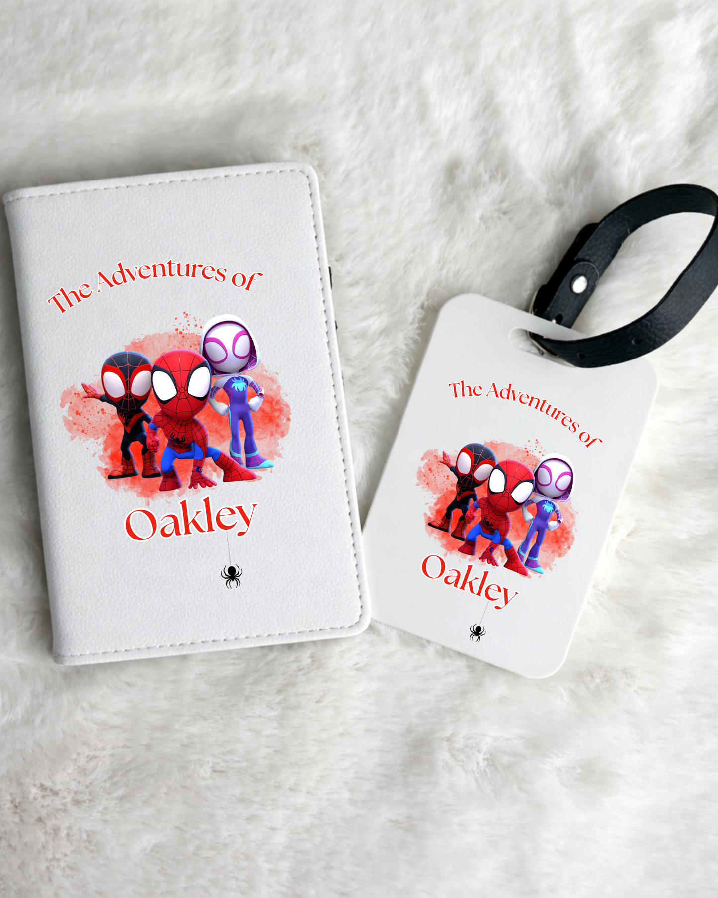 Personalised Spidey Friends Passport Holder & Luggage Tag Set