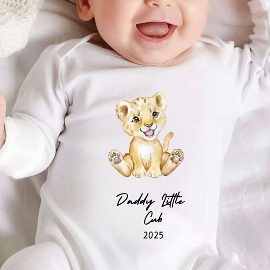 Personalised Daddy Little Cub Fathers Day Sleepsuit