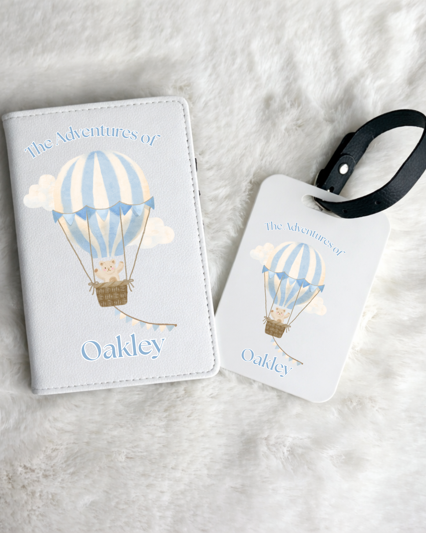 Personalised Hot Air Balloon  Passport Holder & Luggage Tag Set