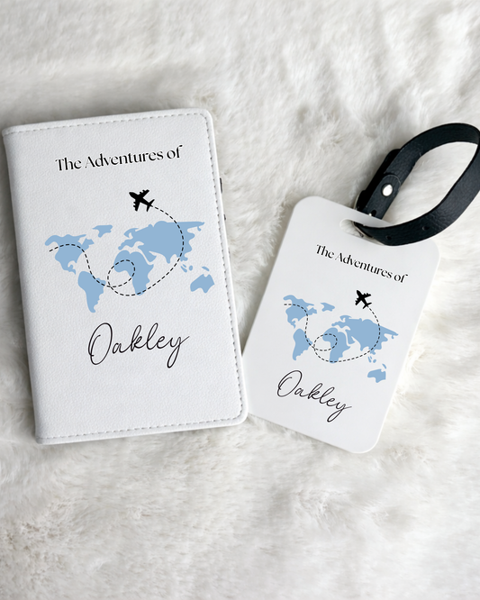 Personalised Passport Holder & Luggage Tag Set
