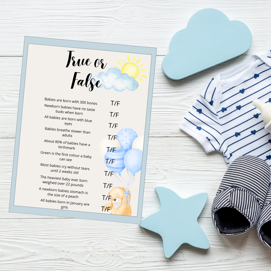 Little Bear Baby Shower True or False Game