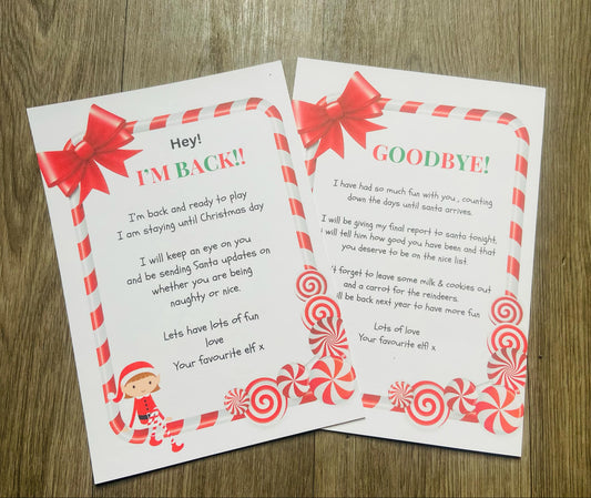 Elf on the Shelf "I'm Back" & "Goodbye" Letters