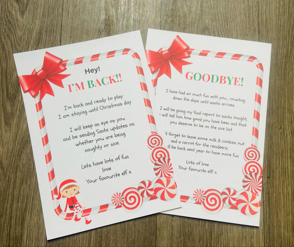 Elf on the Shelf "I'm Back" & "Goodbye" Letters – product image