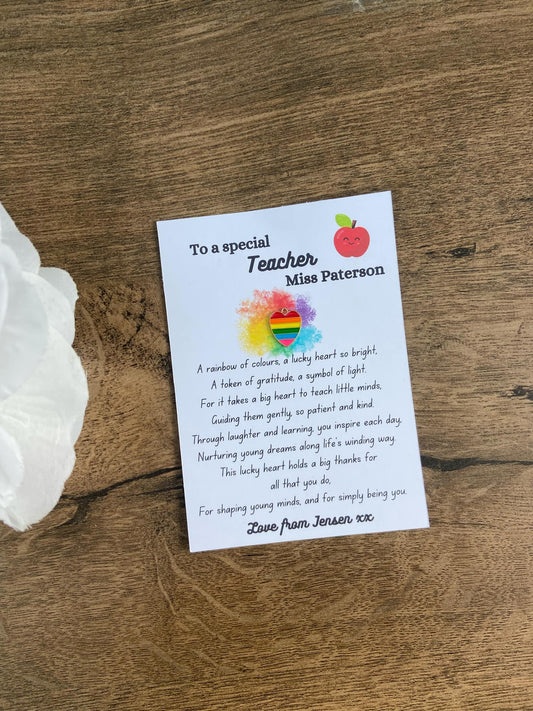 Personalised Thank You Teacher Poem