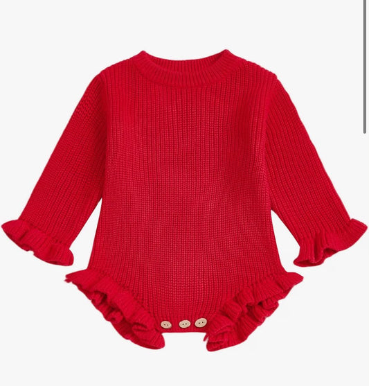 My First Christmas embroidered knitted Baby Romper