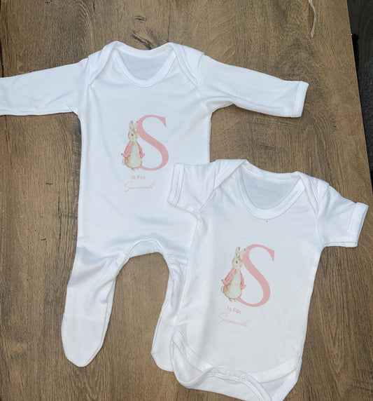 Personalised Letter and Name Sleepsuit