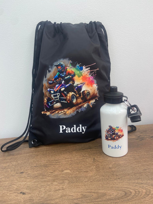 Personalised Drawstring Bag & Bottle