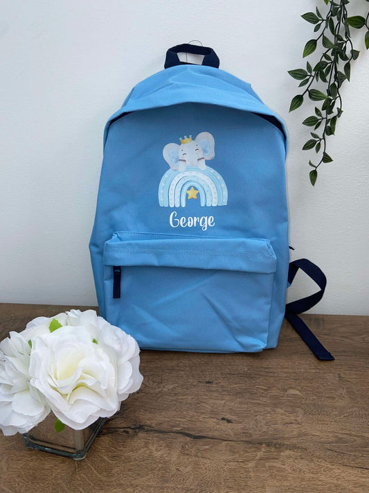 Personalised  Rainbow Elephant  Backpack