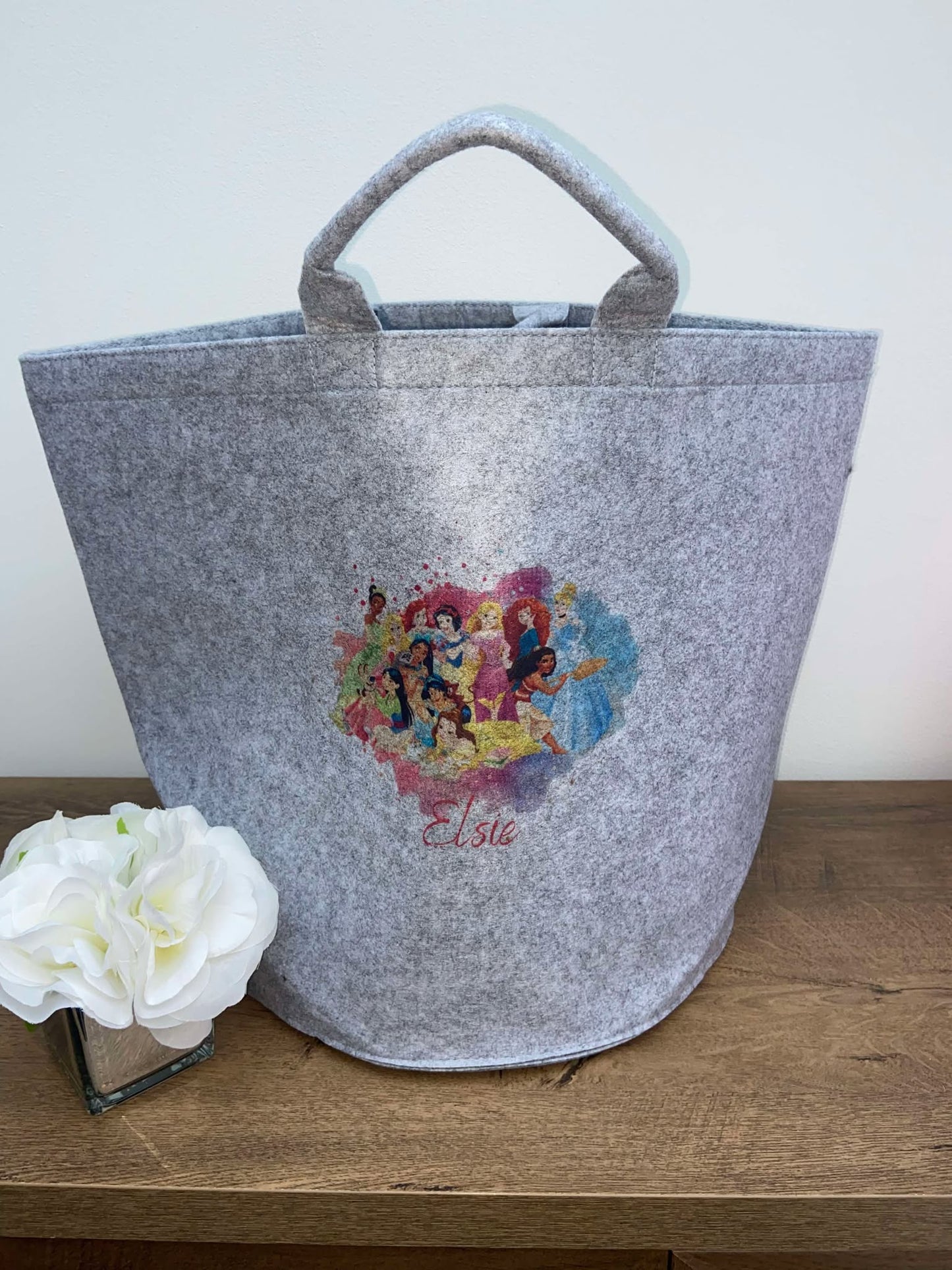 Princess Themed Grey Felt Storage Bag