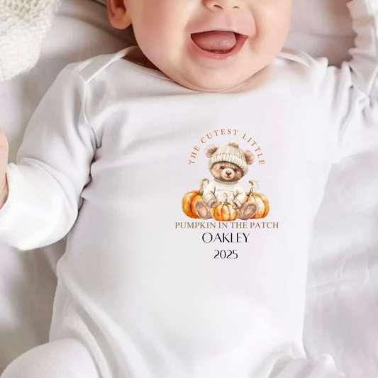 Personalised The Cutest Pumpkin In The Patch Sleepsuit