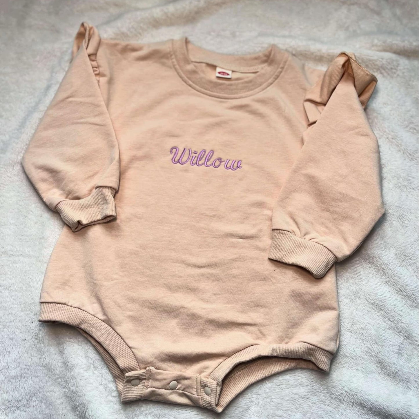 Personalised Embroidery Ruffled Baby Romper