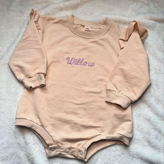 Personalised Embroidery Ruffled Baby Romper