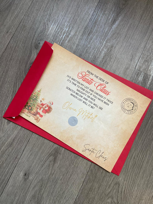 Personalised Santa Nice List Scratch Certificate