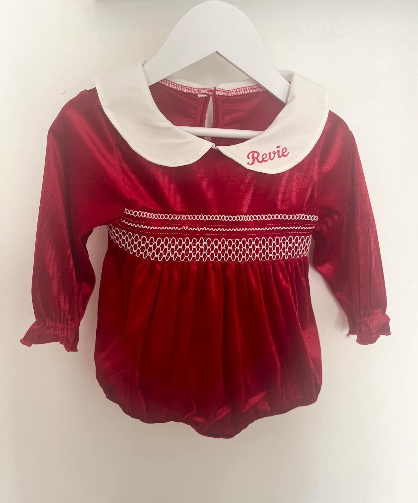 Personalised Embroidery Red Christmas Baby Girl Romper