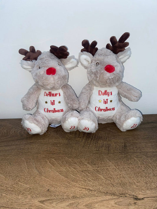 Personalised First Christmas Reindeer Teddy