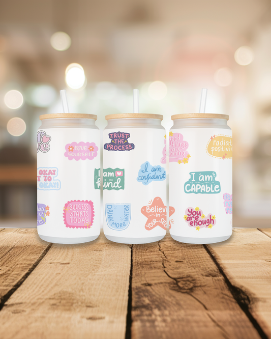 Positive Affirmations Glass Libbey Glass Can