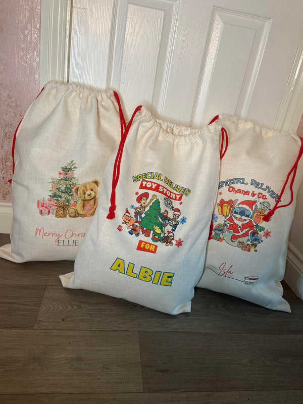 Large personalised Santa gift sack with child’s name