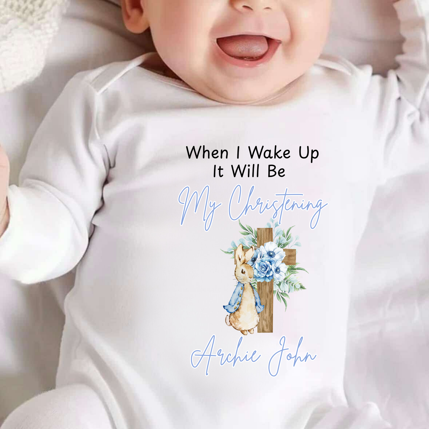 Personalised My Christening Day Sleepsuit And Vest