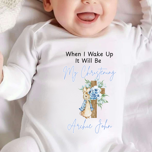 Personalised My Christening Day Sleepsuit And Vest