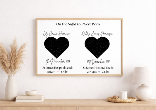 Personalised The Stars The Night You Were Born Print