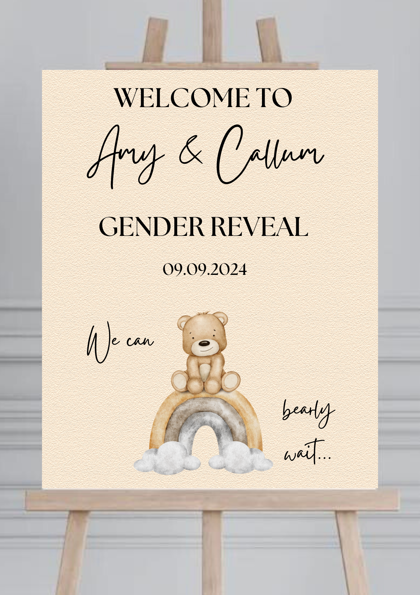 Gender Neutral We Can Bearly Wait Reveal Welcome Board