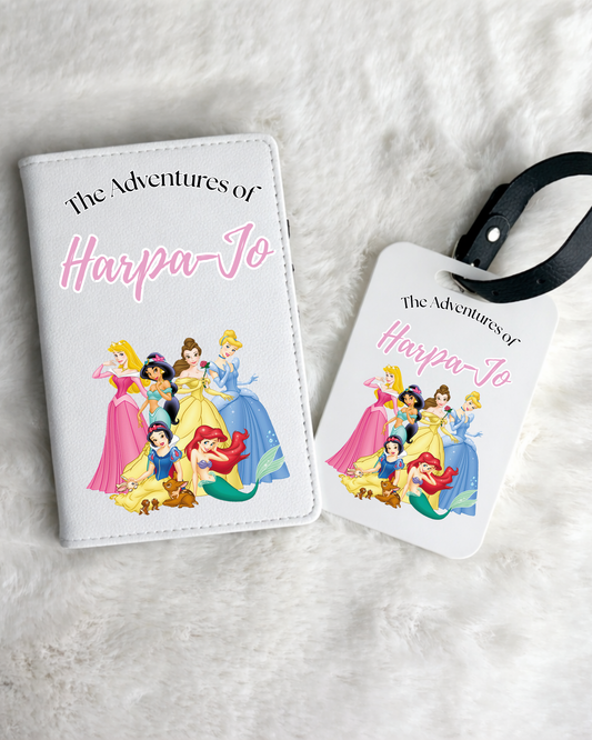 Personalised Disney Princess Passport Holder & Luggage Tag Set