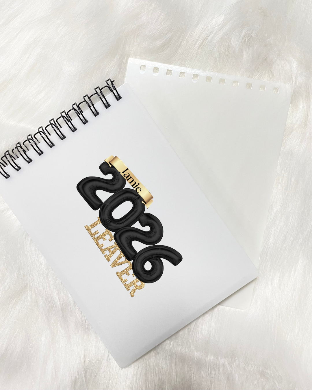 2026 School Leavers Personalised Autograph Notebook- Balloon Text