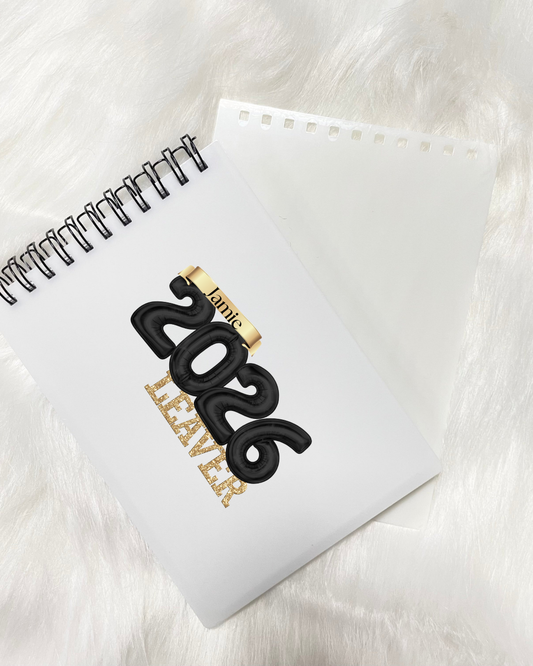 2026 School Leavers Personalised Autograph Notebook- Balloon Text