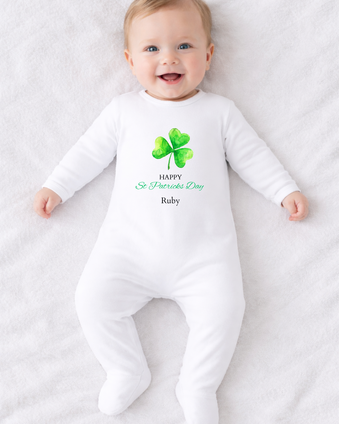 Personalised St Patrick’s Day Clover T-shirt & Sleepsuit