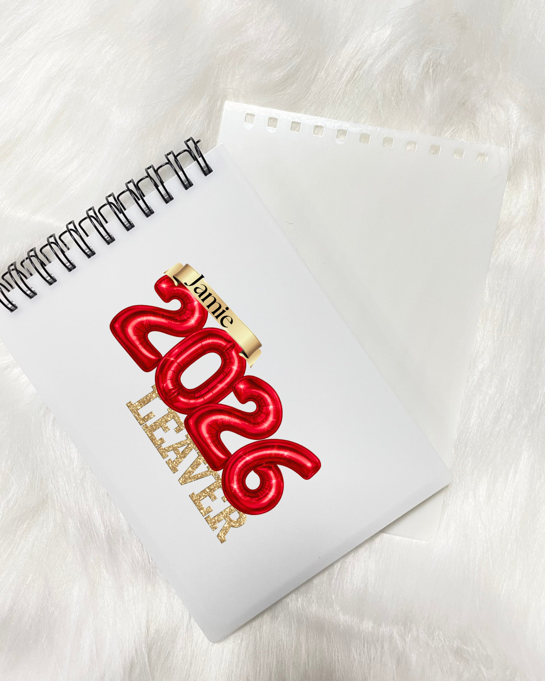 2026 School Leavers Personalised Autograph Notebook- Balloon Text