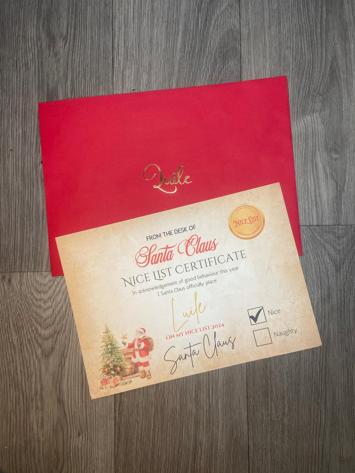 Personalised Santa Claus Nice List Certifcate