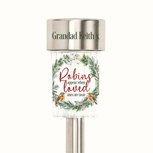 Personalised Memorial Solar Light – Robins Appear When Loved Ones Are Near