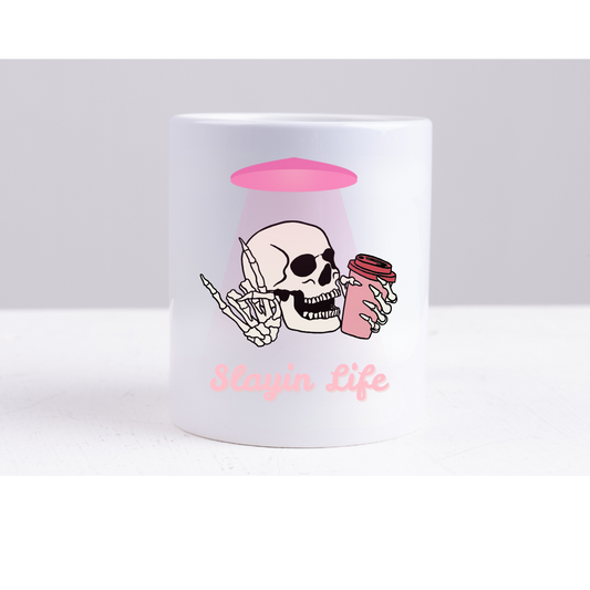 Slaying Life Skull Mug