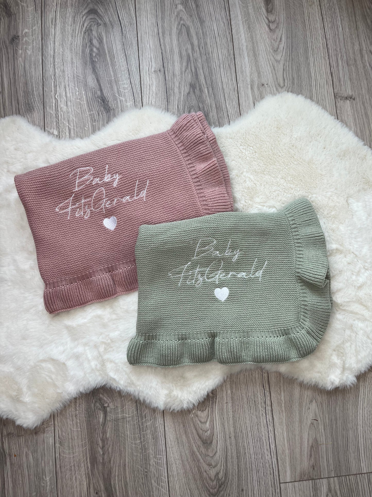 Personalised Frilly Embroidered Baby Name Blanket