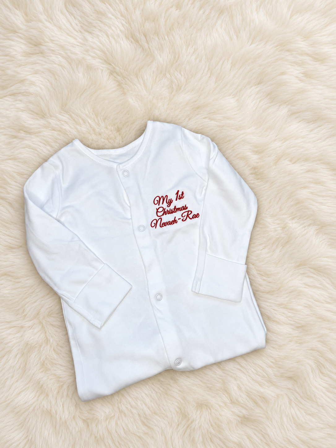 Embroidered My 1st Christmas Baby Sleepsuit